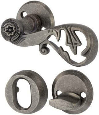 Ytterdörrhandtag Järn antik inkl. cylinderbehör.