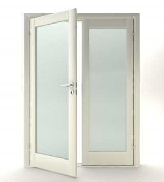 ID KBO Pardörr T1 glas massiv vit.