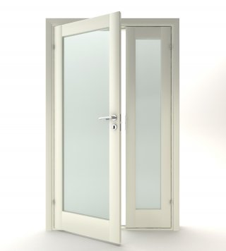 ID KBO Pardörr T1 fix glas massiv vit.