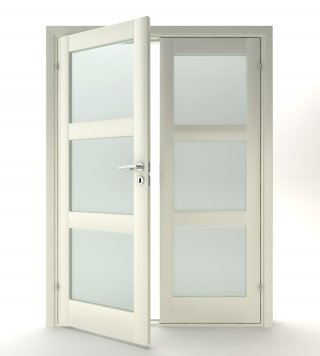 ID KBO Pardörr T3 glas massiv vit.
