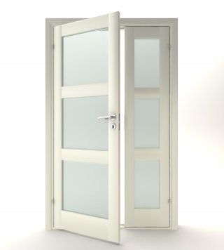 ID KBO Pardörr T3 fix glas massiv vit.