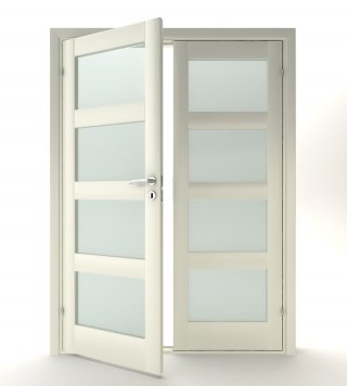 ID KBO Pardörr T4 glas massiv vit.