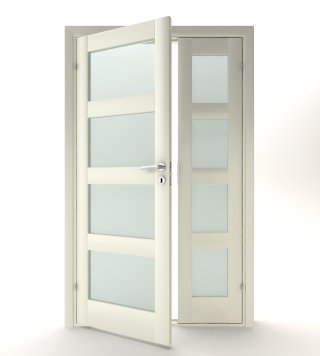 ID KBO Pardörr T4 fix glas massiv vit.